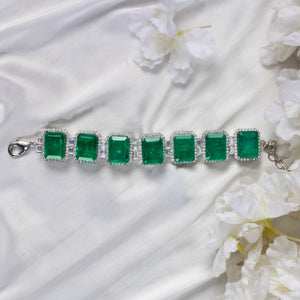 Green Doublet Emerald and Zircon Bracelet
