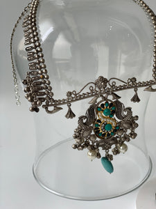 Oxidised Necklace Set with Turquoise Detailing