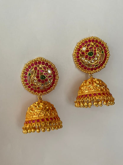Gold Finish Traditional Temple Jhumkas