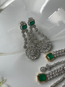 Zircon Bridal Set studded with Green and Yellow Stones