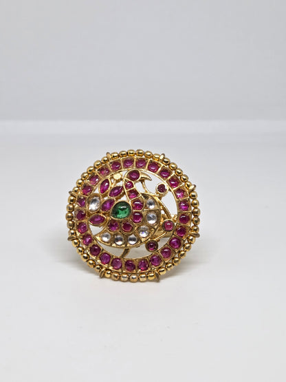 Semi Precious Stone Studded Kundan Ring