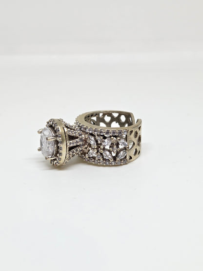 White Finish Solitaire Zircon Ring