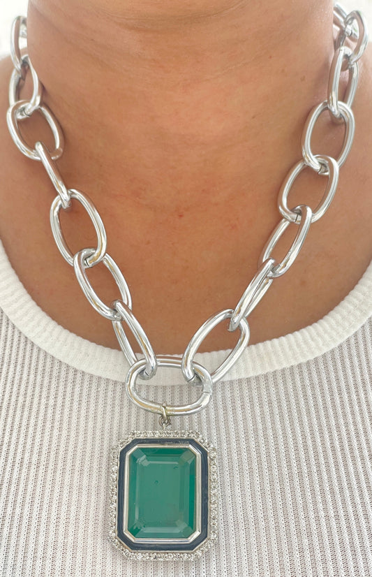 Chunky Chain Necklace with Unique Cut Doublet