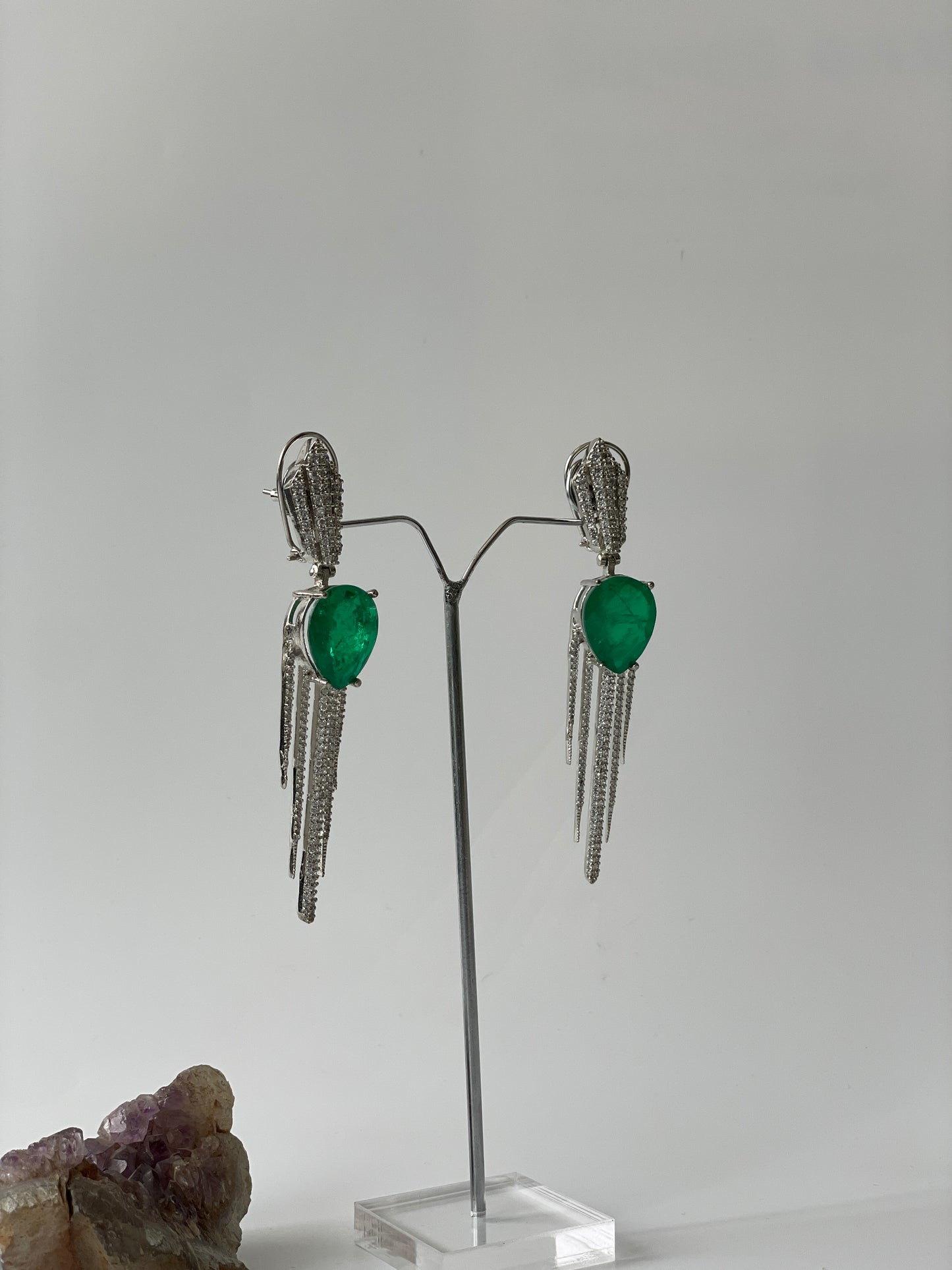 Zircon and Green Doublet Earrings