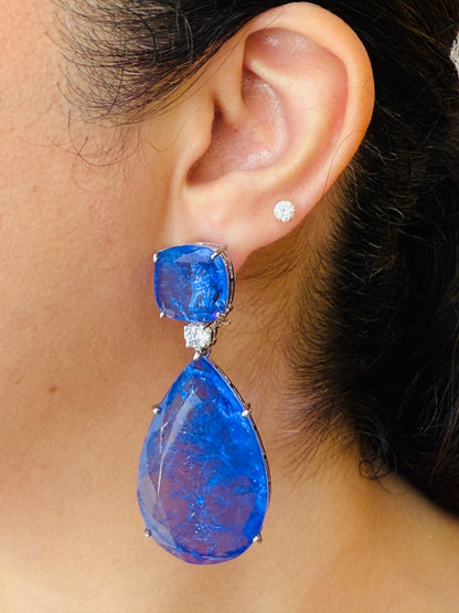 Clear Doublet Crystal Tear Drop Doublet Earrings