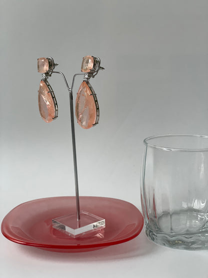 Clear Doublet Crystal Tear Drop Doublet Earrings