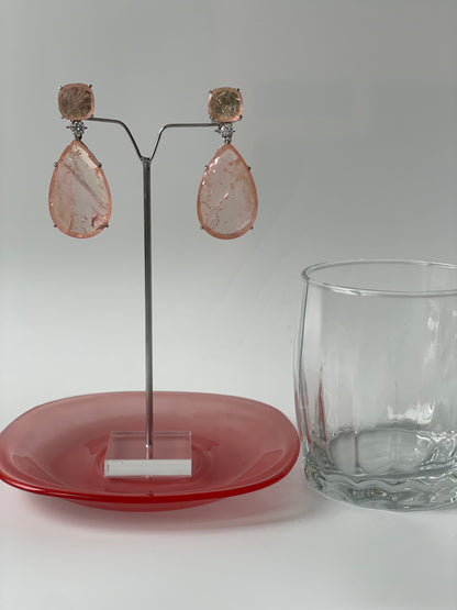 Clear Doublet Crystal Tear Drop Doublet Earrings