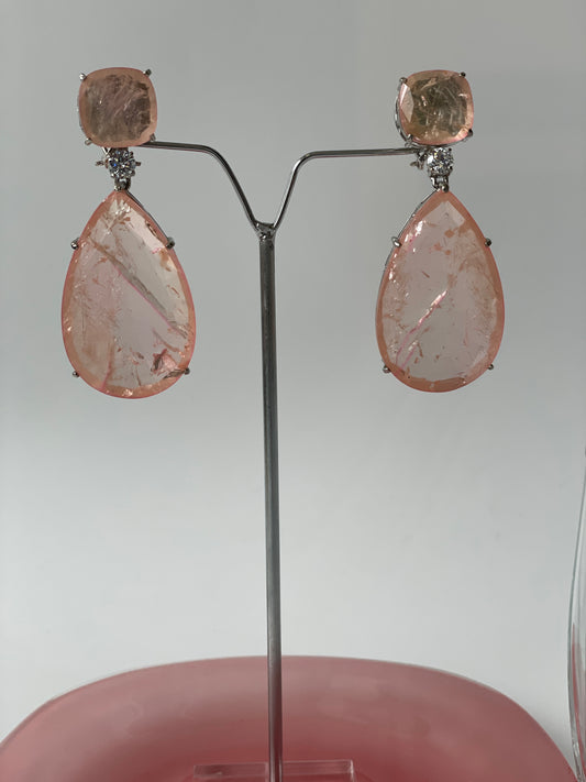 Clear Doublet Crystal Tear Drop Doublet Earrings
