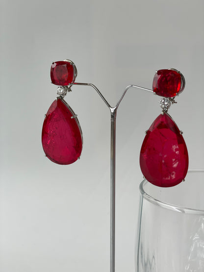 Clear Doublet Crystal Tear Drop Doublet Earrings