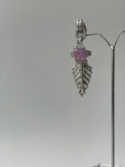 Pastel Leaf Motif Zircon Earrings