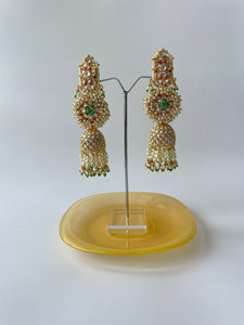 Long Kundan Earrings with Pearls All OverStudio6Jewels