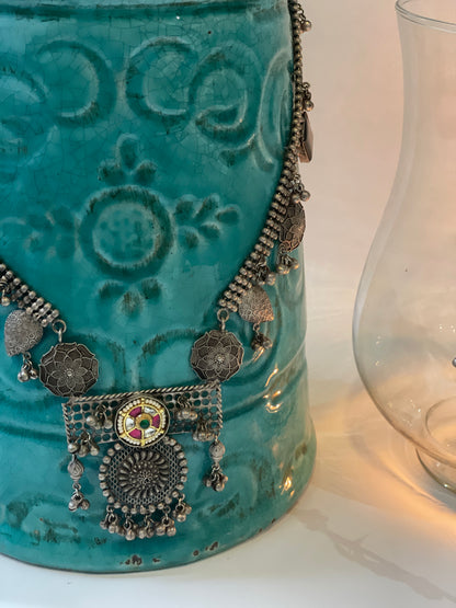 Oxidised Long Necklace Set