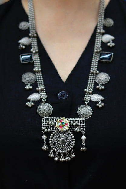 Oxidised Long Necklace Set