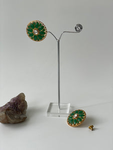 Kundan Stud Earrings with Green StoneStudio6Jewels