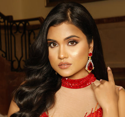 Doublet Dangling Earrings with Zircon Accents