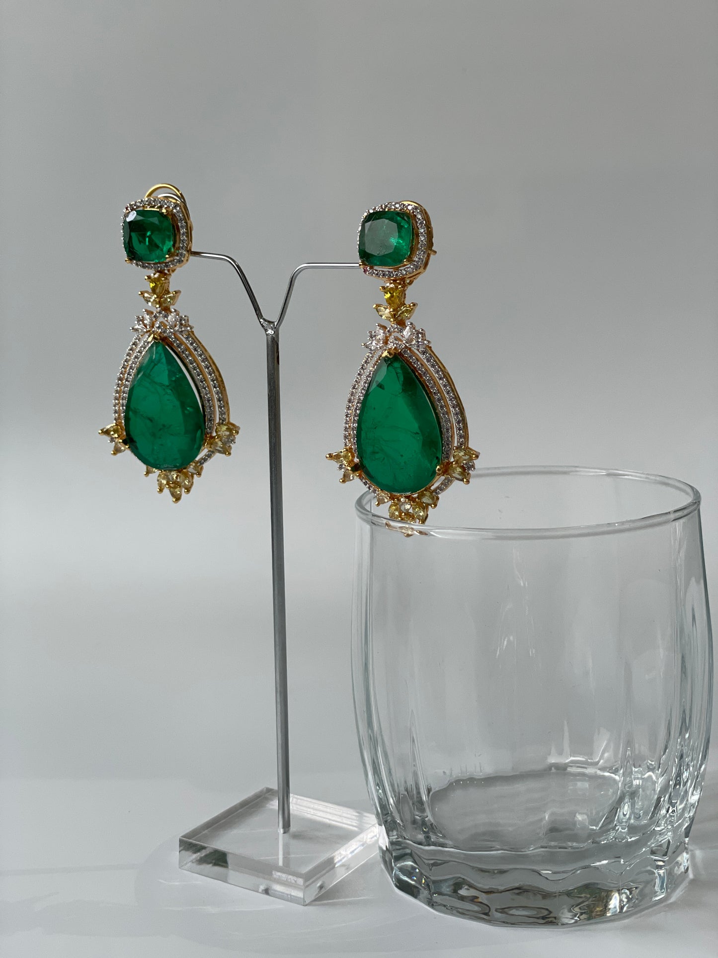 Doublet Dangling Earrings with Zircon Accents