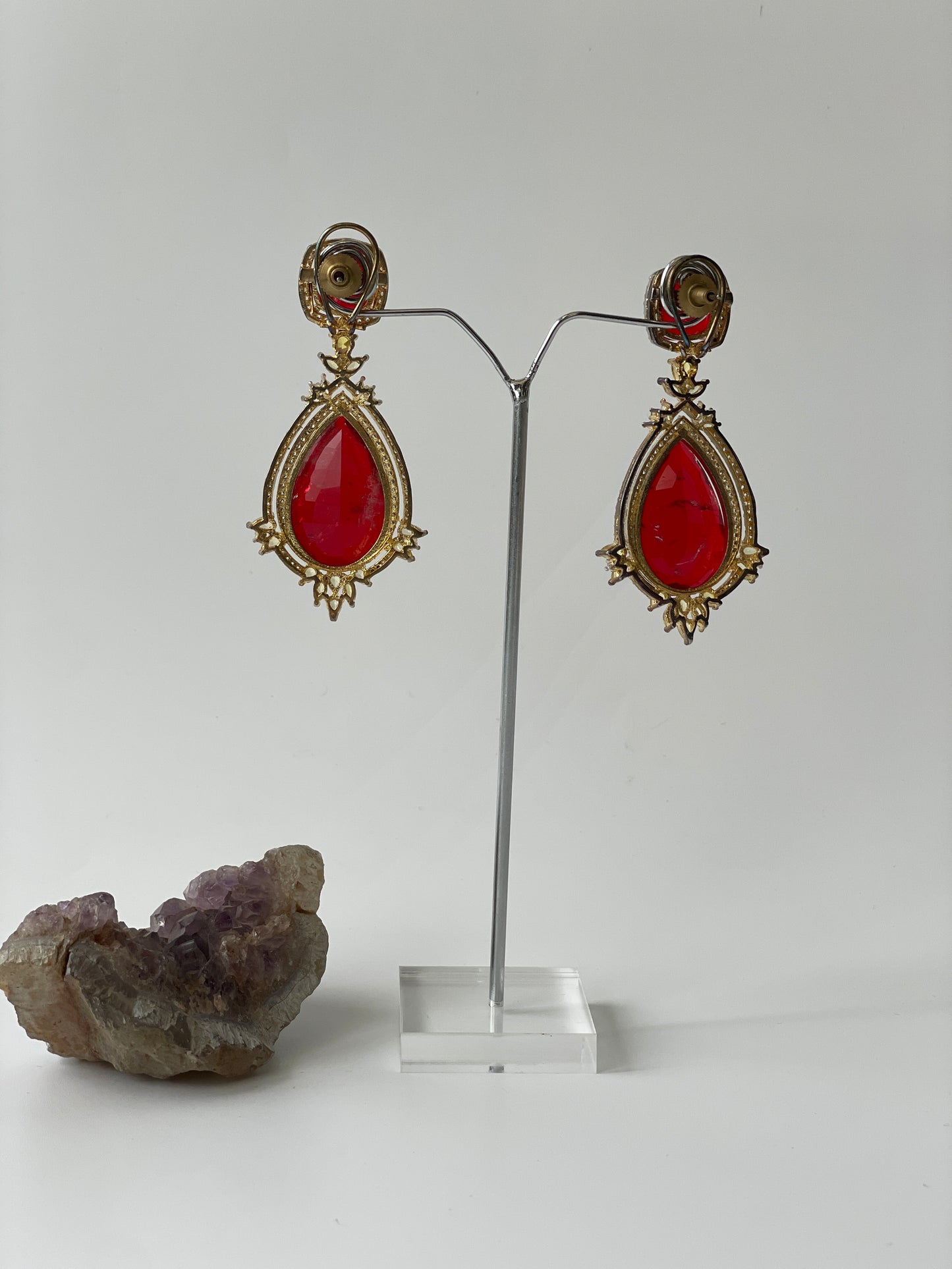 Doublet Dangling Earrings with Zircon Accents