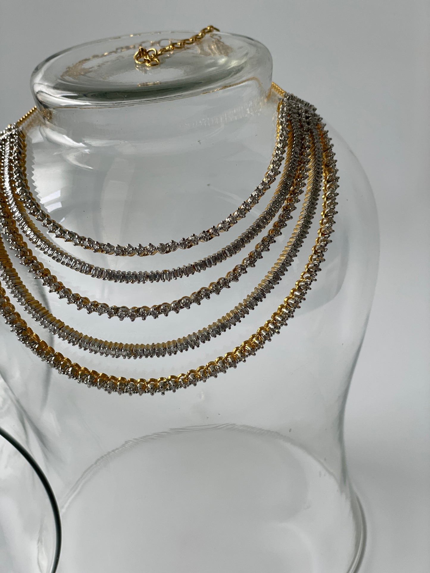 Gold Finished Layered Zircon Studded Necklace Set