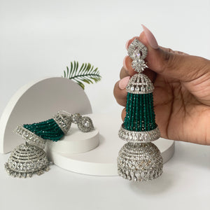 Shimmery Stones with Zircon Jhumka Earrings
