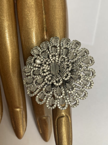 Intricate Zircon Statement Ring