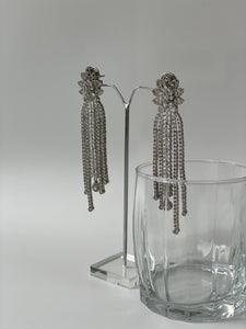Long Earrings Studded with Zircon Crystals