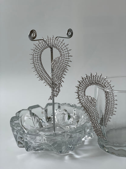 White Finish Zircon Cuff Earrings