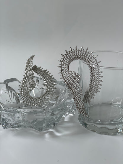 White Finish Zircon Cuff Earrings