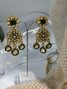 Kundan Studded Green Enamelled Bridal Necklace Set