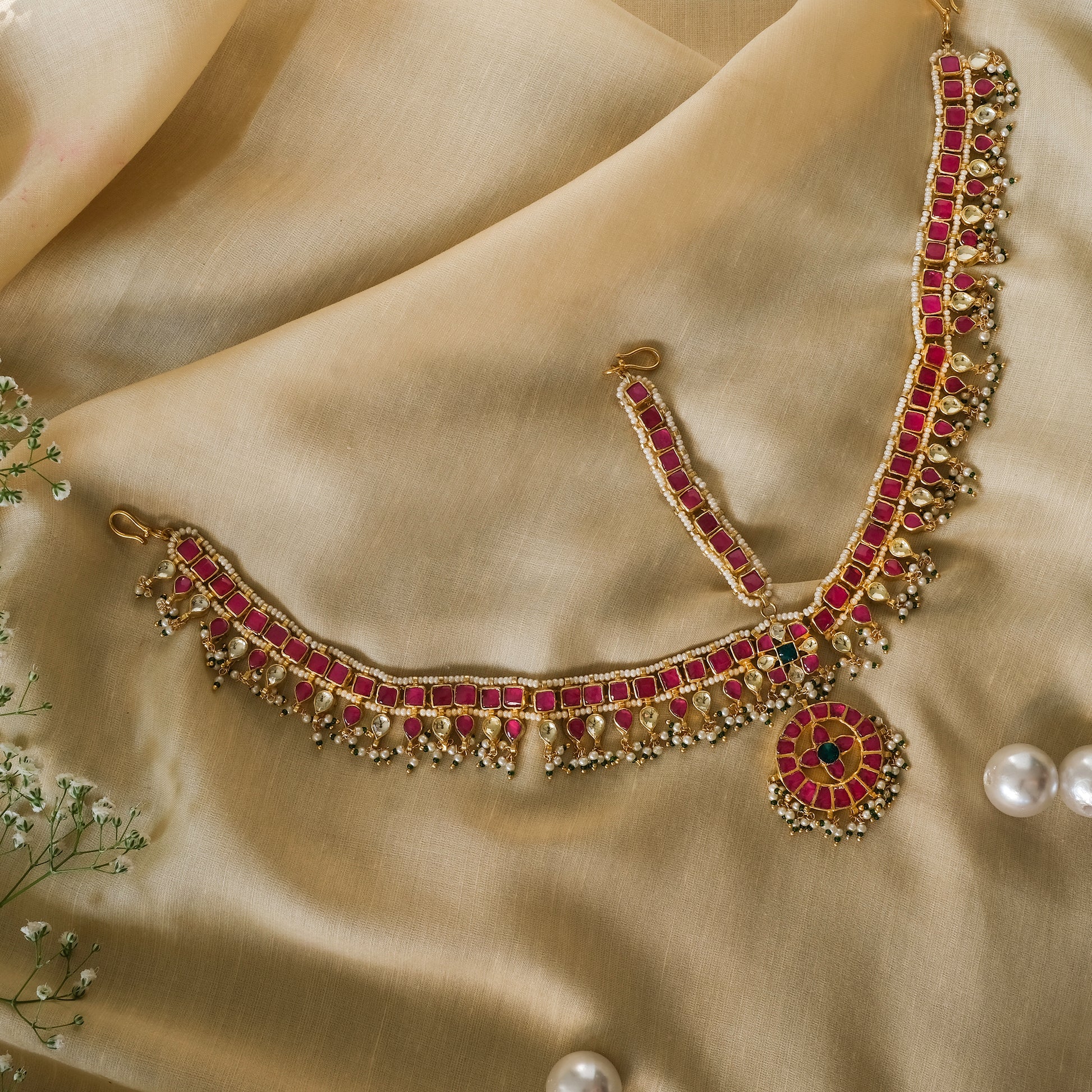 Kundan Studded with Red Synthetic Stone Matha PattiStudio6Jewels