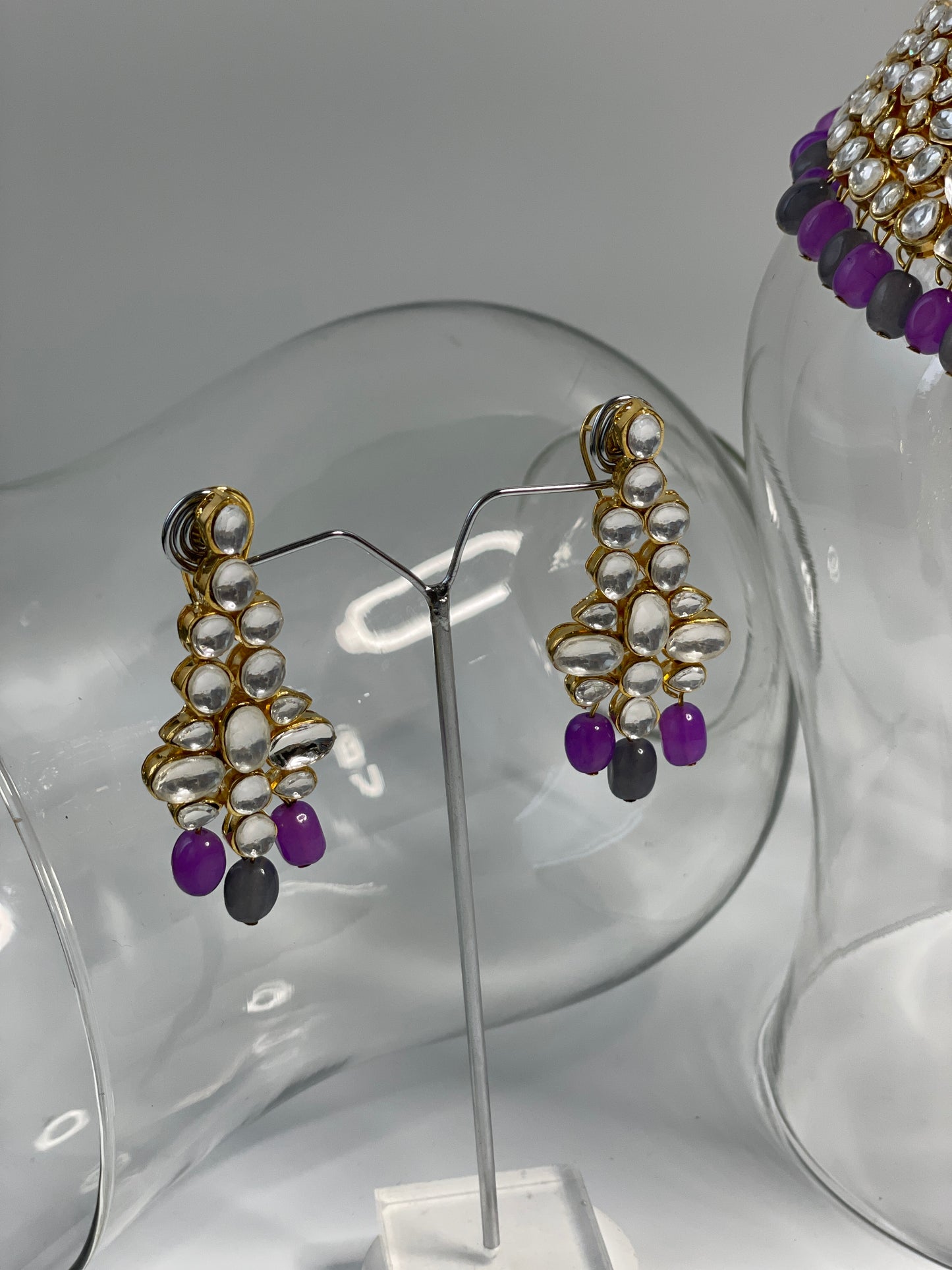 Purple Kundan Set