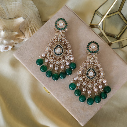 Kundan Regal Bridal Set with Green Beads