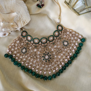 Kundan Regal Bridal Set with Green Beads