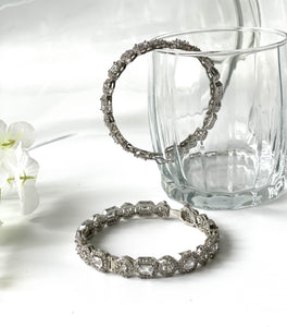 Zircon Studded White Finish Bracelet Set