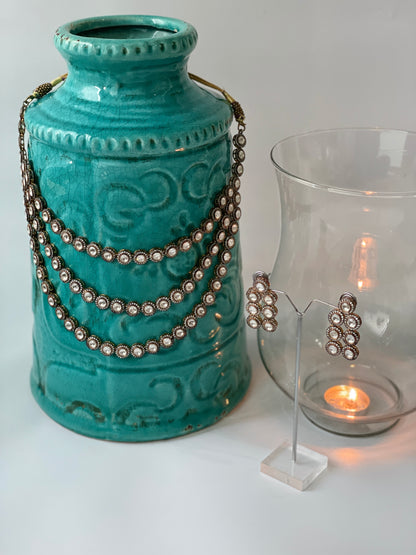 Two Tone Kundan Layered Necklace Set