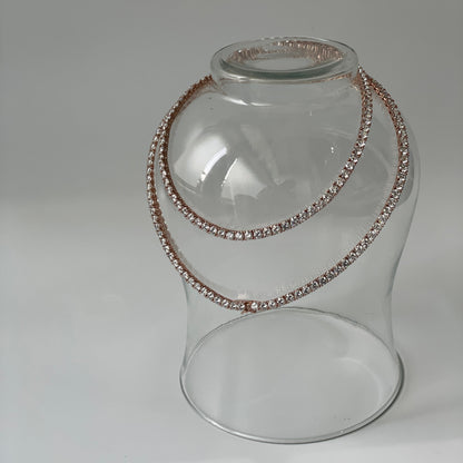 Zircon Long Rose Gold Finish Necklace