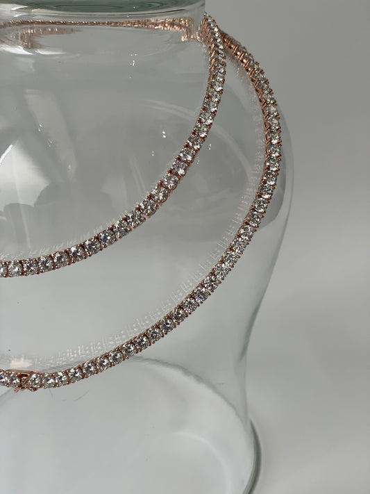 Zircon Long Rose Gold Finish Necklace