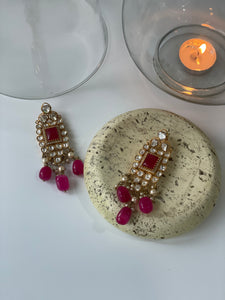 Kundan Choker and Earrings with Red Beads
