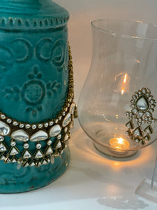 Antique Kundan Necklace Set with Pastel Beads
