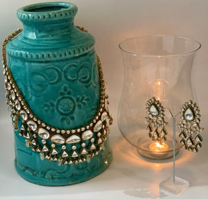 Antique Kundan Necklace Set with Pastel BeadsStudio6Jewels
