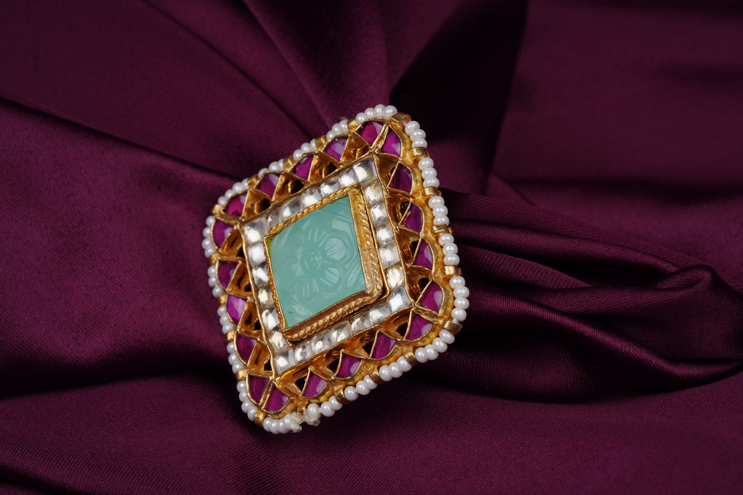 Pastel Carved Stone Ring