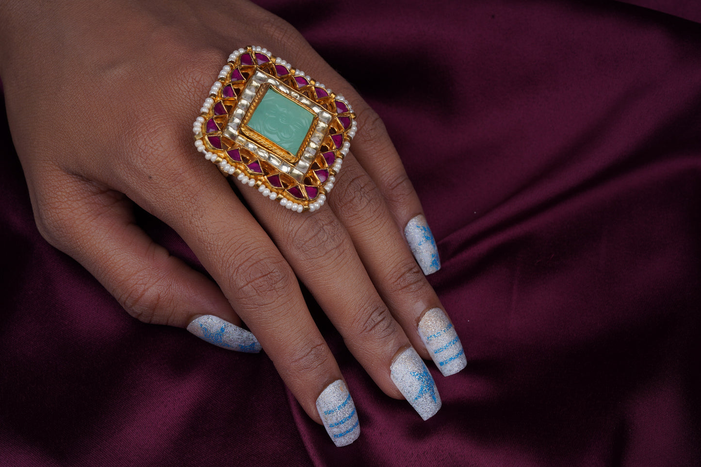 Pastel Carved Stone Ring