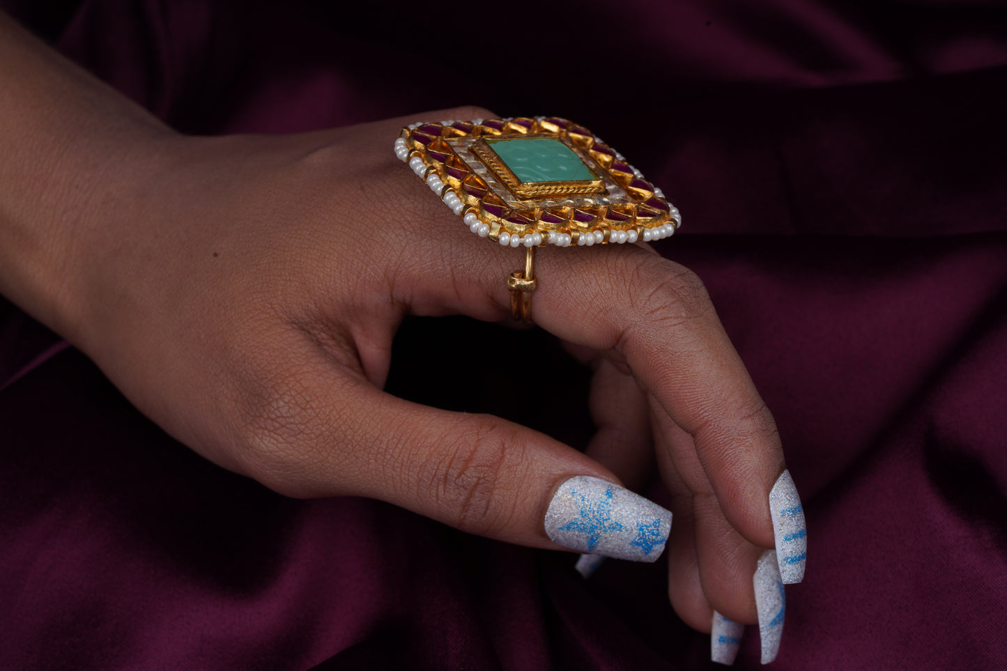 Pastel Carved Stone Ring