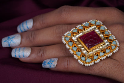 Pastel Carved Stone Ring