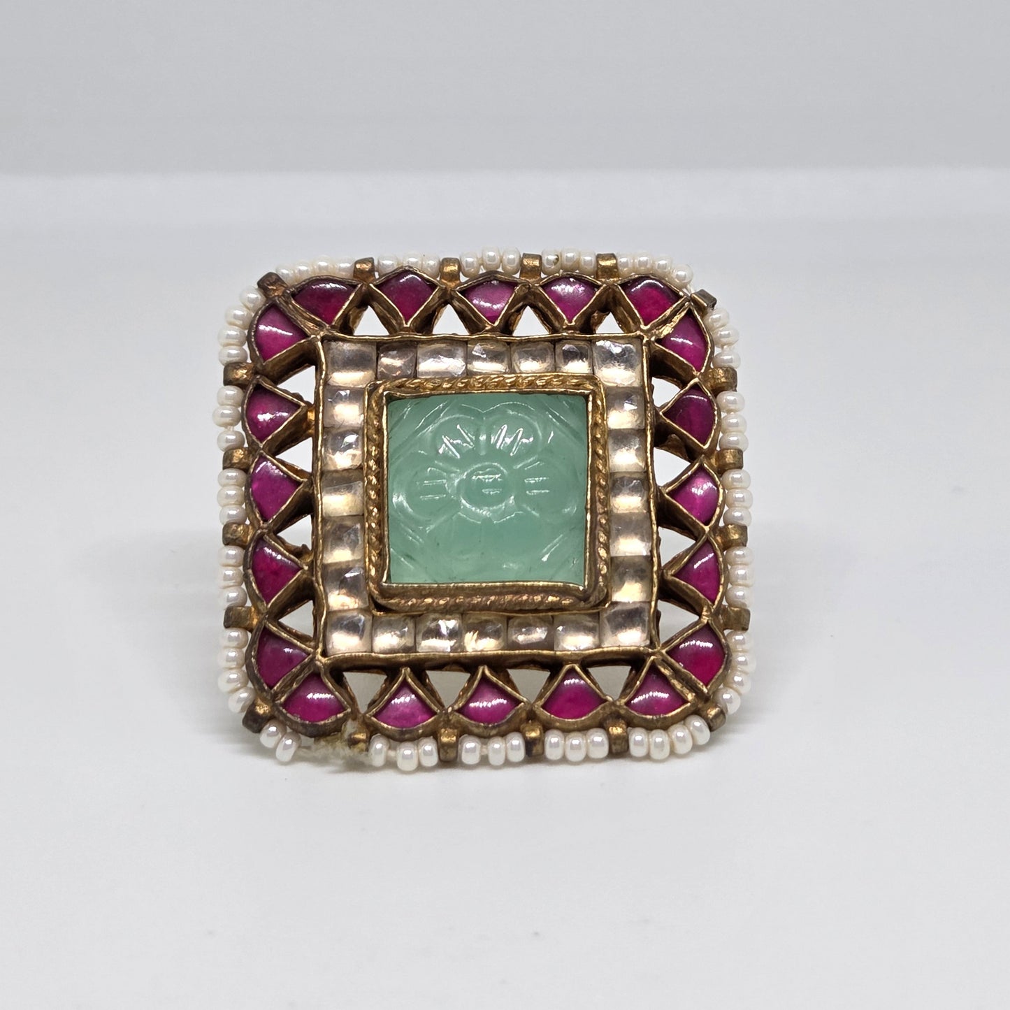 Pastel Carved Stone Ring