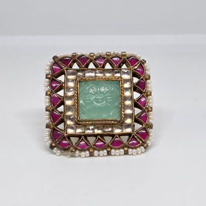 Pastel Carved Stone Ring