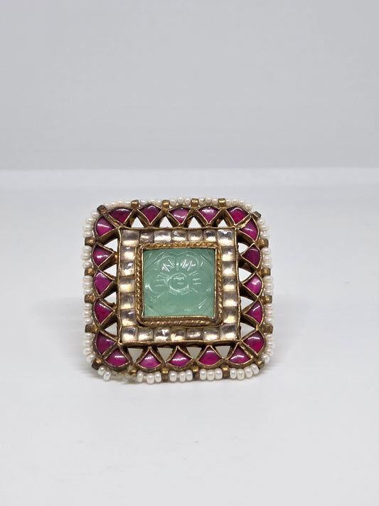 Pastel Carved Stone Ring