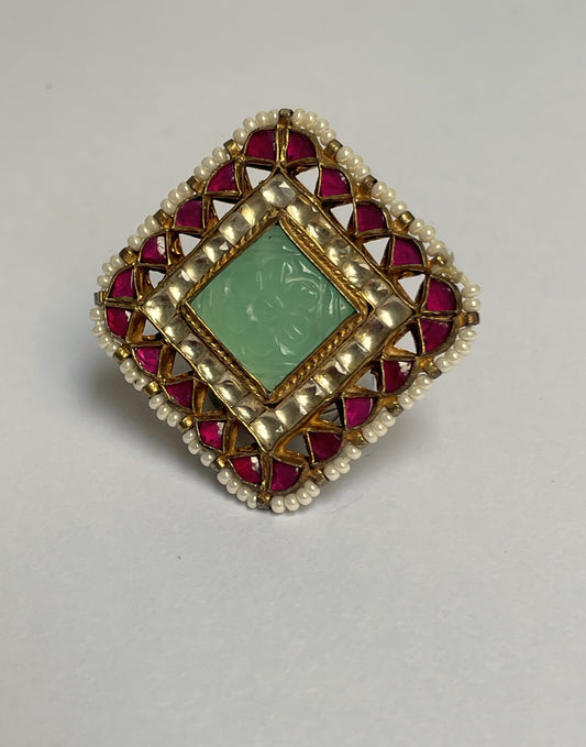 Pastel Carved Stone Ring