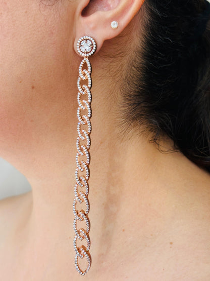 Contemporary Long Chain Earrings in Gold Plating