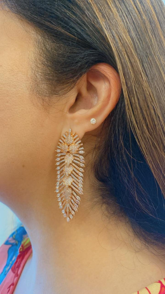 Gold Finish Zircon Earrings
