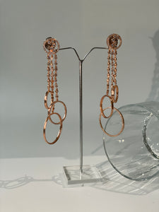 Rose Gold Finish Zircon Studded Contemporary Earrings
